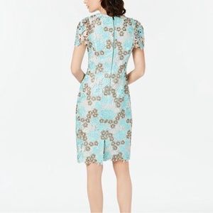 thick lace Calvin Klein dress baby blue beige tan! CALVIN KLEIN